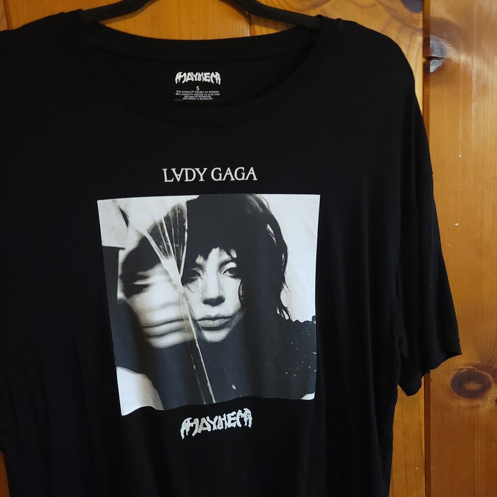 Lady Gaga Mayhem Black crop oversized T-Shirt Size Small